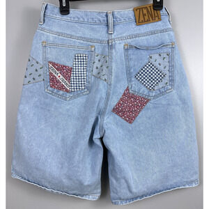 Vintage Zena Jean Shorts Women's Size 14 Denim Patchwork High Waist Mom Cotton